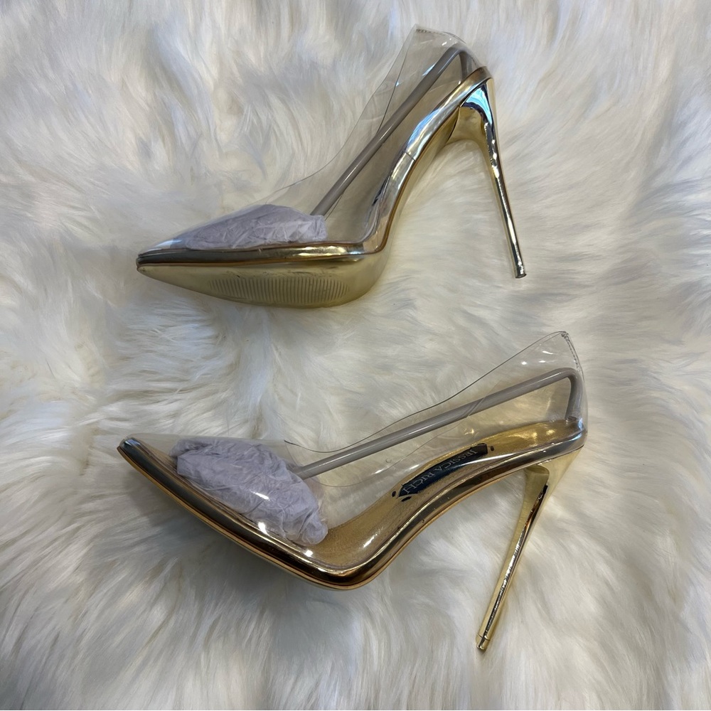 Jessica Rich clear gold stiletto